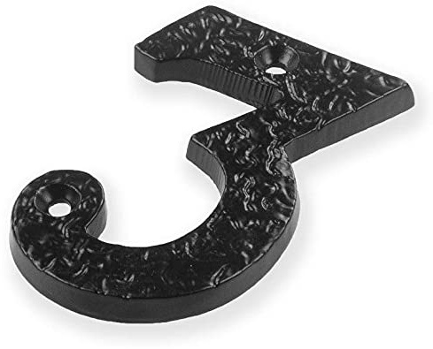 TERF® 3 Inch (75mm) Antique Black Screw Fix Front Door Number '' 3 '' Mailbox Hotel House Door Number Suitable for All Door Types Wooden, uPVC and Composite With Fixing Screw [ Number - 3 ]