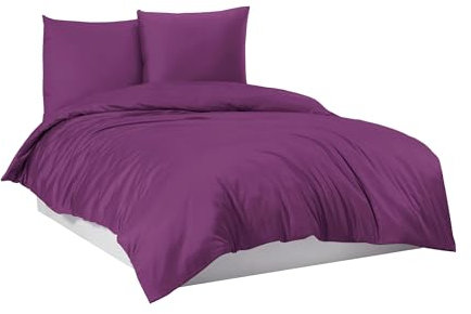 Mixibaby Bettwäsche Bettgarnitur Bettbezug 100% Baumwolle 135x200 155x220 200x220 200x200, Farbe:Lila, Größe:200 x 220 cm