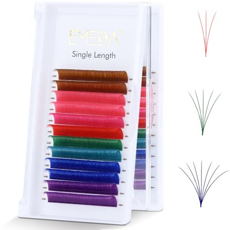Emeda Estensioni Ciglia Colorate 8 Colori 15mm Extension Ciglia Volume Bianco Rosa Rosso Verde Smeraldo Blu Viola 6D 10D 20D Russe Ciglia Self-Fanning D Curl Easy Fan Lash Extensions (15mm)