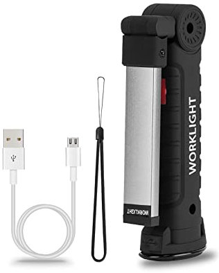 Vagocom LED USB Rechargeable Torch, Super Bright Flashlight COB Work Light Portable Inspection Lamps with Magnetic Base for Mechanic Tools,Garage,Workshop,Car Repair and Emergency