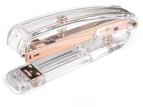WANGCL Transparent Rose Gold Acrylic Desktop Stapler with 1000 PCS Staples for Home School Office Supplies Stationery Desk Accessory