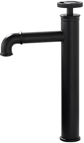 KunMai Robinet d'évier de salle de bain industriel noir mat avec trou unique - Robinet industriel en laiton massif