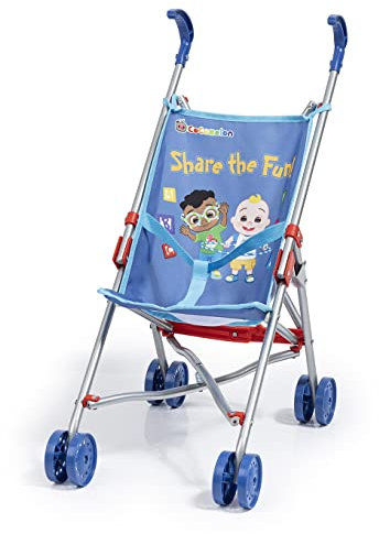 Bayer Design 30511AA Poussette Canne poupée Cocomelon, Poussette Jogger, Pliable, Con cinturón de seguridad, Bleu, Rouge