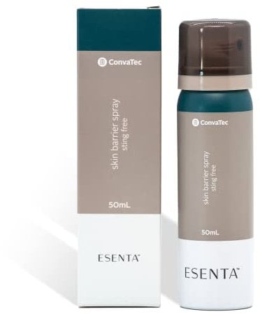 ConvaTec ESENTA Barrera cutánea para la protección alrededor de ostomías y heridas, a base de silicona, sin picaduras y sin alcohol, botella de spray de 50 ml (paquete de 1)