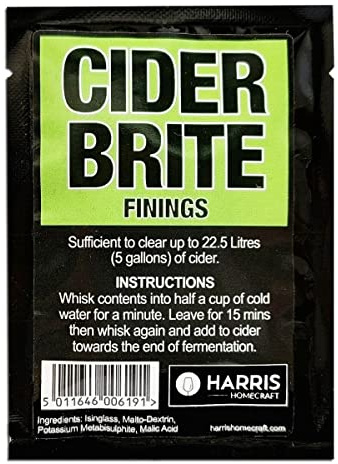 Harris Homecraft Cider Brite Sachet - Cider Finings - Treats 5 gallons (22.5 litres) - Quick and Effective