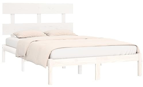vidaXL Massivholzbett Doppelbett Bettgestell Bettrahmen Lattenrost Schlafzimmerbett Bett Holzbett Schlafzimmermöbel Weiß 180x200cm
