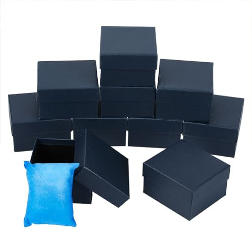 nbeads 10 Stück Karton Uhrenbox, 8.6x7.9x5.2 cm Papier Geschenkbox Uhrenhalter Schmuckschatulle Mit Kissen Armband Quadratische Aufbewahrungsbox Für Armbanduhren Smart Watches, Mitternachtsblau