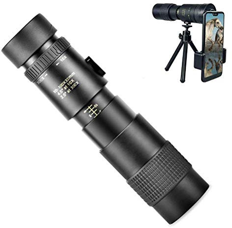 CAZARU 4K 10 300 x 40 mm Super-Telezoom-Monokular-Teleskop mit Smartphone-Halter-Stativ für Strandreisen – interessantes Leben