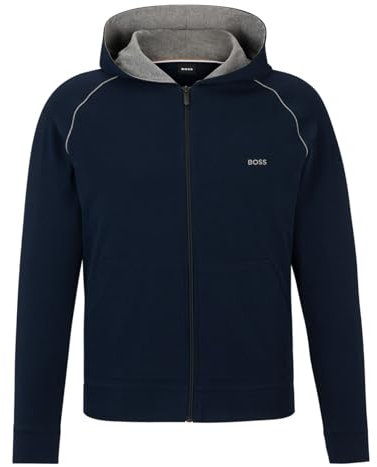 BOSS Herren Mix&Match Jacket H Hoodie aus Stretch-Baumwolle mit Reißverschluss und Logo-Stickerei Dunkelblau M