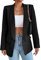 Damen Blazer Langer Casual Open Front Blazer Arbeit Büro Jacken mit Taschen Schwarz XS