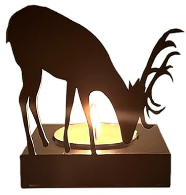 JAWSEU Dekoratives Teelichthalter Hirsch Schwarze Kerzenhalter, Tier Teelicht Kerzenständer Teelicht Kerzentablett Licht und Schatten Weihnachtskerzenhalter Ornament für Hochzeit, Party-Dekoration