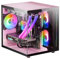 Mars Gaming MC-VIEW Pink, Micro-ATX Mini Gaming Tower Case, Frameless 90° Tempered Glass, Modular Dual-Chamber Frame, Full Liquid Cooling Support