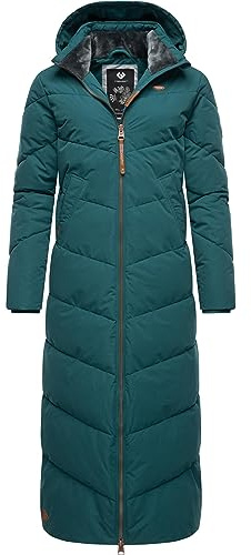 Ragwear Damen Wintermantel Warmer wasserdichter Steppmantel lang mit Abnehmbarer Kapuze Rebelka Extralong XS-6XL