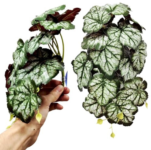 Woyrise Reptilienpflanzen, Terrarium, Hängepflanzen, Reben für Reptilienbecken, Amphibien-Lebensraum, Blätter, Dekor mit Saugnäpfen für Bartagamen, Eidechsen, Schlange, Gecko, Frosch,