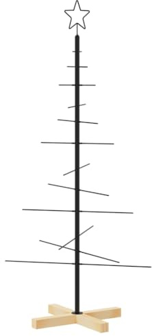 vidaXL Albero di Natale in Metallo con Base in Legno Nero 120 cm