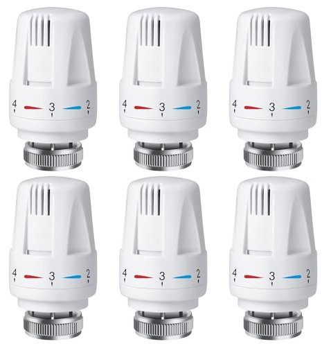 6 cabezales termostáticos para radiador, válvula de radiador, cabezal de repuesto: M30 x 1,5, termostato de radiador, válvula de repuesto, cabezales de válvula de radiador, para oficina o hogar