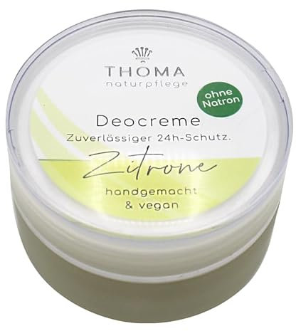 luterna Deocreme Zitrone – vegan, THOMA Naturseifen-Manufaktur, Bio-Naturkosmetik, hautverträglich, naturbelassen, 50 ml