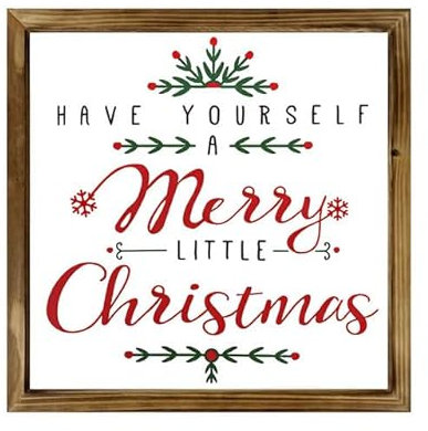 Geroclonup Weihnachtsschild Weihnachtsdekoration Weihnachten Holzschild Have Yourself A Merry Little Christmas Schild Weihnachten Wandkunst Drucke für Home Office Dekorationen Weihnachtsschilder
