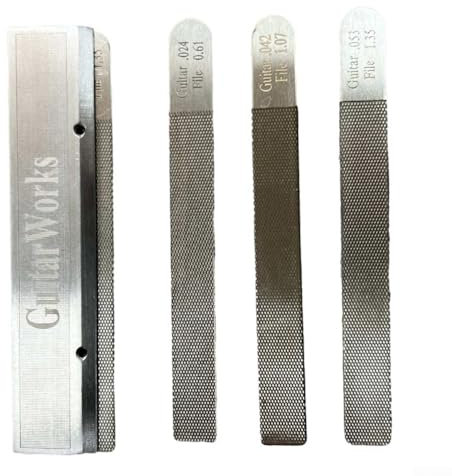 Juego de 4 limas para tuercas de guitarra, ranura para coronación de trastes, herramientas de reparación de luthier, superficie de archivo larga, para mantenimiento de guitarra e instrumentos