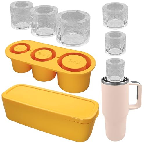 Stanley Cup ice Mold, Silicone ice Cube Set with lid Making,3 Hollow Cylinder Ice Cube Molds, Accessories for 20-30-40 oz,Stanley Cup Ice Mold Household Ice Making Silicone Ice Grid