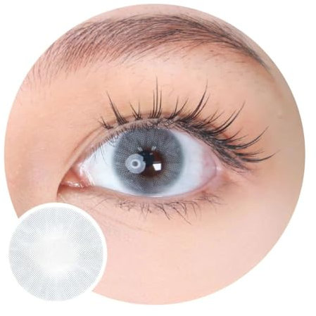 Sehr stark natürlich deckende light grey Kontaktlinsen farbig NATURAL Graphit + Behälter, 1 Paar (2 Stück), ohne Stärke, 0.00 Dioptrien, 1 Monatslinsen, ohne Sehstärke,Soft Lens