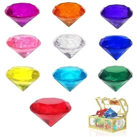 Generisch 40mm Kinder Diamanten 10 Stück Acryl Edelsteine Groß, Piraten Schatzsuche Spielzeug Diamant Bunt, Transparent Diamantkristalle Deko fur Vasen, Aquarien, Tischdeko, Party Mitgebsel, Hochzeit