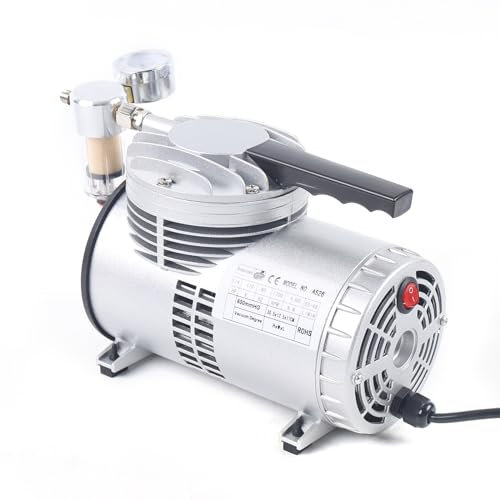Rotary Vane Vacuum Pump,Small Lab Suction Pump Oil Free Lubrication Air Vacuum Pump with Vacuum Gauge 1/6HP in Packaging and Storage Items Scientific Research, Experiment, Automation Tooling