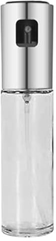 generisch Sprühölflasche Olivenöl-Sprühgerät Presstyp Sprühflasche Essigflasche Öldose Transparenter Sprühöltopf Sprühflasche Ventilator (Silver, One Size)