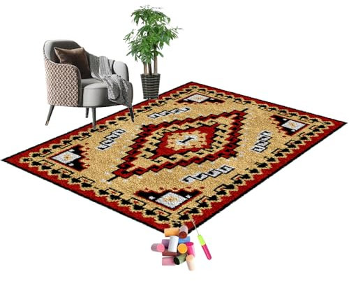 SZKBEUO KnüpfsetsSelbst Knüpfen Set für Erwachsene Latch Hook Kit, Knüpfteppich Zum Selber knüpfen, Kreuzstich-Set, Teppichherstellung, Kissen, Handarbeit für Anfänger, Heimdekoration 55x75CM