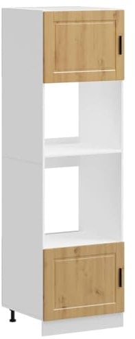 vidaXL oven cabinets - artisan oak engineered wood kitchen storage unit - 2 piece set 60x57x207 cm - modern space-saving design with adjustable feet