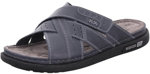 Rohde Herren Pantolette Leder Riemen gekreuzt Klettverschluss Cento 6001, Größe:41 EU, Farbe:Grau