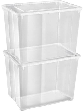Gardissimo 2 er Set Aufbewahrungsbox mit Deckel 20 Liter, Kunststoff Boxen Stapelboxen Plastik, MADE IN GERMANY, Klick-Verschluss