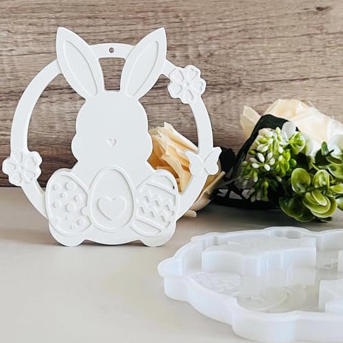 Silikonformen Gießformen Ostereier Hase WISIRENT,Anhänger Vierblättriges Kleeblatt Kaninchen mit Liebe Silikonform Hase, Osterhasenkerze Kerzenhalter Osterhase Silikonform Glücksklee