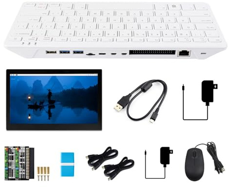 Waveshare Pi 500 13.3inch Touch Display Kit a Pi Designed Into a Keyboard 4-core Arm Processor Support WiFi/BT Dual-4K Output, with Raspberry Pi 500 Basic Kit, 13.3inch HDMI LCD (H) with Case V2, etc