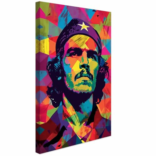 AREDE Bilder Wanddeko auf Leinwand Che Guevara Art Decor Wohnzimmer Deko Zimmer Wandbilder Modern Bild | 40 x 60 cm | Fertig zum aufhängen