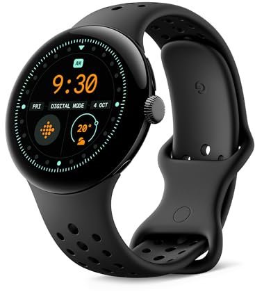 Google Pixel Watch 3 (45 mm) Android smartwatch with heart rate tracking, advanced running from Fitbit, fitness insights, 24-hour battery, Matte Black Aluminium Case, Obsidian band, Wi-Fi (Renewed)
