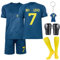 Puddry Ensemble maillot de football pour enfant, maillot de football n° 7 pour enfants garçons, maillot de football, shorts, protège-tibias, chaussettes de football, porte-clés, maillots