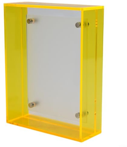 Acryl Fotorahmen, DIY Bilder Halter Transparent Poster Display Wand Dekoration, Acryl Neon Schwimmende Bilder Rahmen für Fotos Postkarten Auszeichnungen (Gelb)