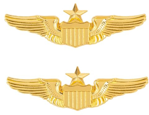 ZYWQ Metall Fliegerflügel Anstecker, Goldenes Abzeichen für Senior-Piloten, für Berufsuniformen und Cosplay Uniformen,Metal Aviator Wings Pin