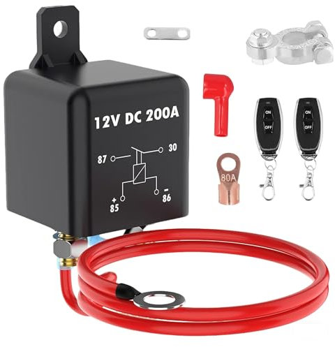 Car Remote Battery Disconnect Switch: 12V 200A Car Kill Switch Anti-Theft Switch Prevent Battery Drain Remote Car Kill Switch Anti Theft with 2 Keys for Car RV Truck Camper Travel Trailer