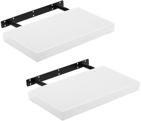 iTrend High Gloss White Floating Wall Shelf 40CM Pack of 2