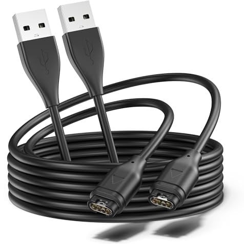 2-PACK Charger Cable for Garmin Fenix 8 7 7S 7X 6 6S 6X Pro 5 5S 5X Plus, Forerunner 45 45S 245 Music 935 945, Vívoactive 3 4 4S 5, Approach S10 S40 S60,Vívomove 3S Sport,Venu Sq 2 Plus, Instinct