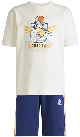 adidas Unisex Kids DISNEY MICKEY MOUSE T-SHIRT SET, off white/Pure Orange, 4-5 Years