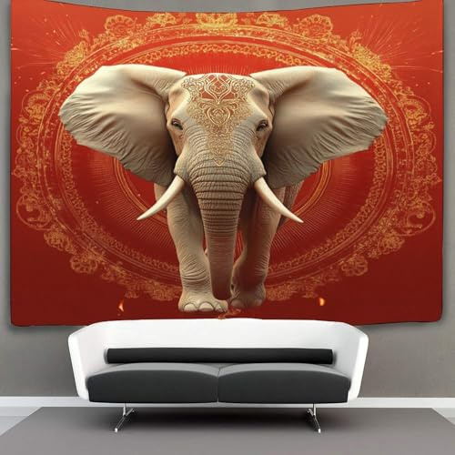 kaiyun Roter Hintergrund Dekorationen Tapisserie Wandbehang Elefant 3D-Druck Wanddecke Wandteppich Poster Für Wohnzimmer Schlafzimmer Wohnheim Dekor 150cmx200cm