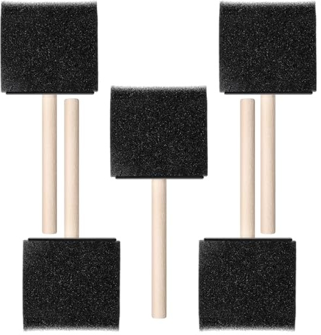 5 Pcs Foam Brushes 3 Inch Sponge Paint Brushes, Foam Varnish Brush Wood Handle Sponge Brush Set for Painting, Staining, DIY Craft Projects, Finishing