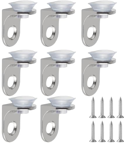 Mooche 8 Pièces Pince à Verre en Alliage de Zinc, Support avec Ventouse | Structure Monobloc et Installation par Vis Incluses, pour Tablettes en Verre ou Bois