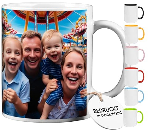 HD PRINT4YOU Tasse Personalisiert mit Foto Fototasse mit eigenem Foto selbst gestalten Keramiktasse Werbetasse Becher - Maximale Druckfläche der Fototasse: 200 x 80 mm (Weiß)