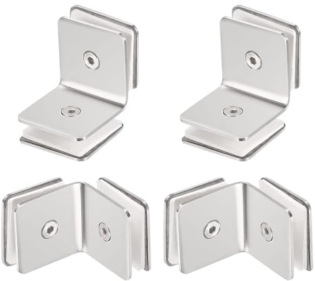 TA-VIGOR 4pcs 8-12mm 90 Degree Square Glass Clamp, Stainless Steel Double Side Corner Bracket Clip for Frameless Shower Doors & Partitions, for Fences in Swimming Pools & Balconies