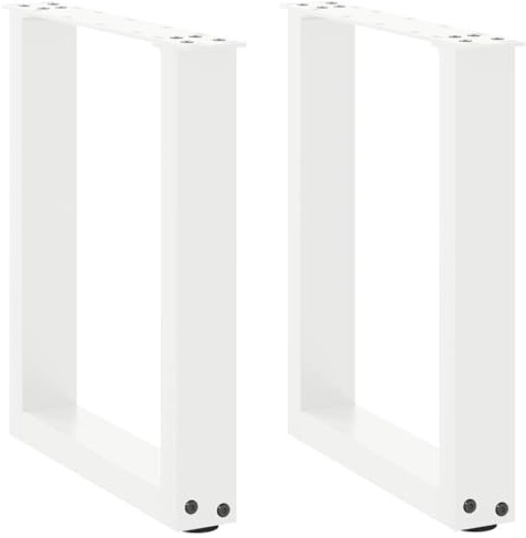 Teenpull Couchtischbeine U-Form, 2 STK. Weiß 28x(42-43) cm, pulverbeschichteter Stahl, verstellbare Nivellierfüße, für Couchtische und Bänke