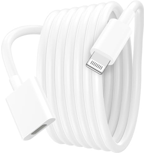 1STCHAMP Cable de extensión Lightning para iPhone iPad, [certificado MFi] Cable de extensión para iPhone de 6.6 pies, cable de carga de sincronización de video y audio, conector macho a hembra